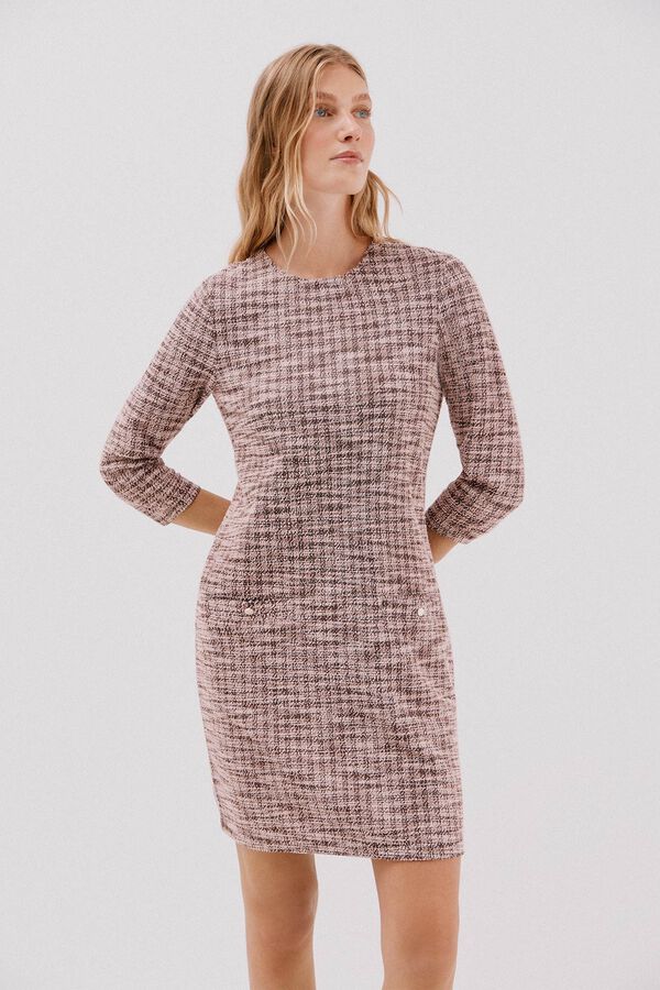 Cortefiel Vestido curto de tweed Castanho