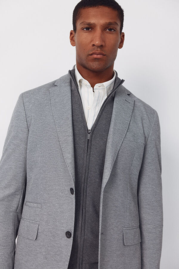 Cortefiel Blazer de malha Cinzento