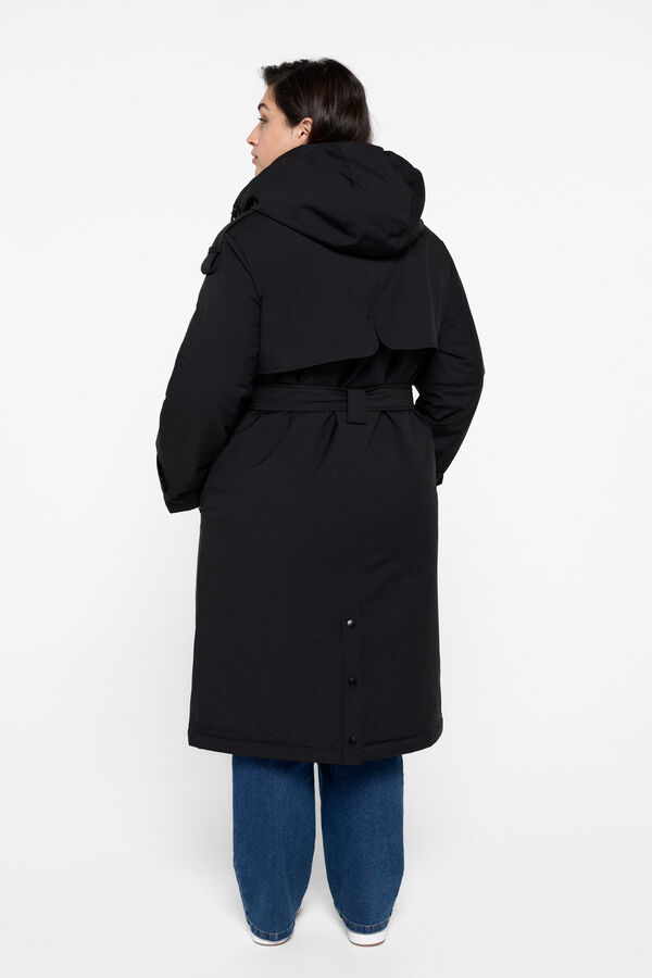 Vero Moda Curve Abrigo largo con capucha talla grande Negro