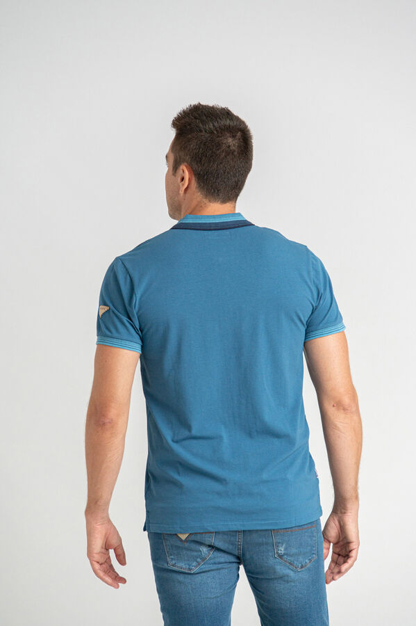 Privata Manga curta 100% algod&atilde;o Azul