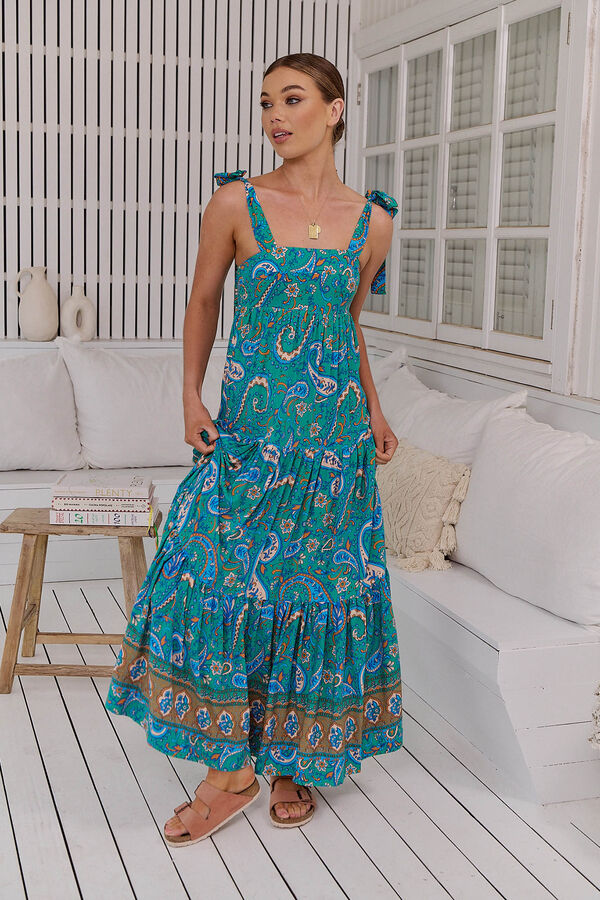 Jaase Vestido largo estampado Marley Turquesa