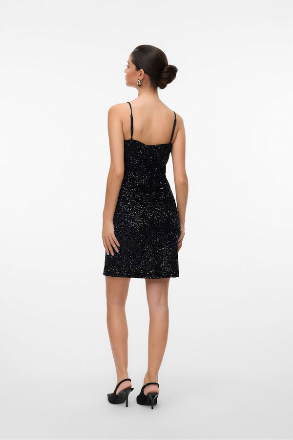 Vero Moda Vestido de tirantes con lentejuelas Negro