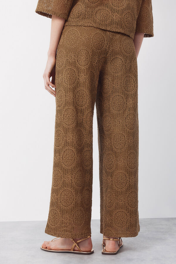 Cortefiel Pantal&oacute;n punto crochet Kaki