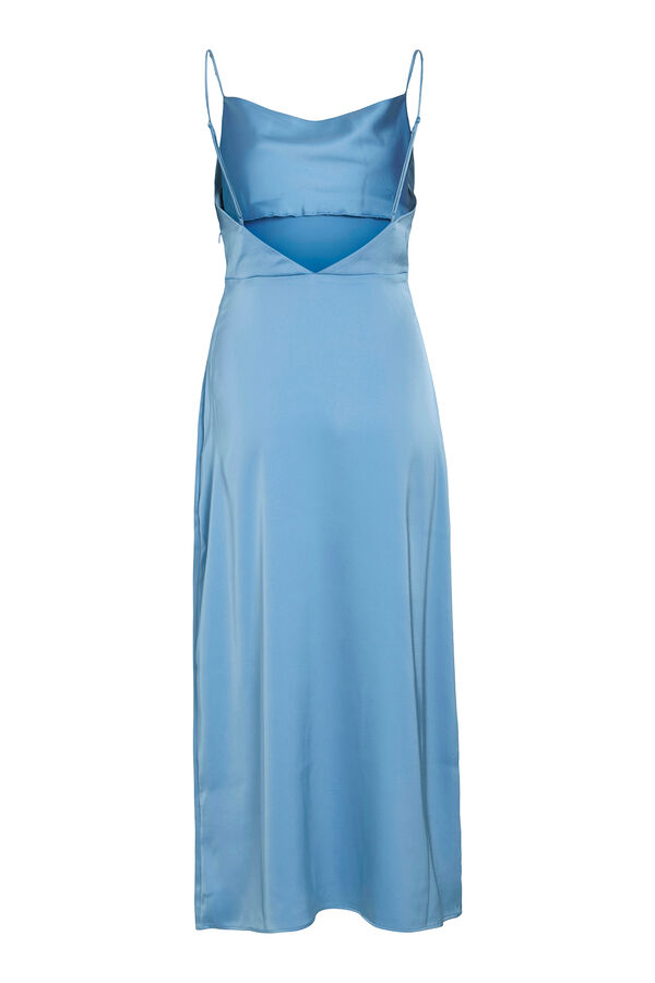 Vila Vestido midi acetinado de festa Azul