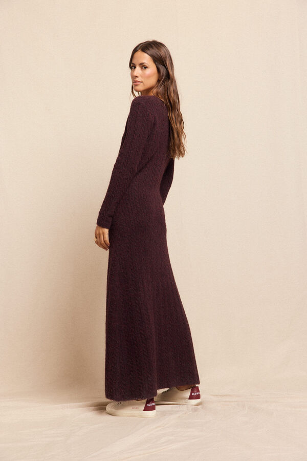 Slowlove Vestido punto aran&eacute;s Granate