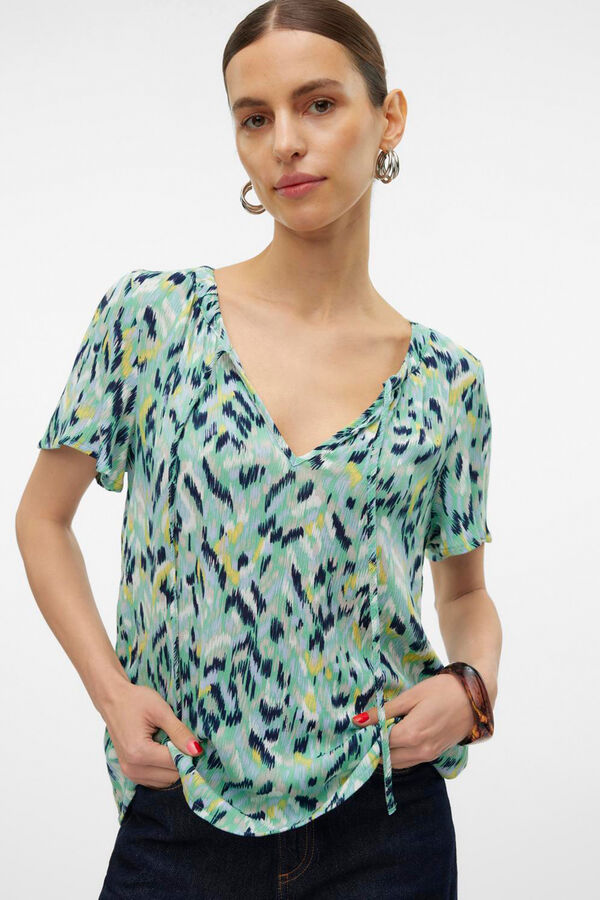 Vero Moda Top de mujer de manga corta Verde