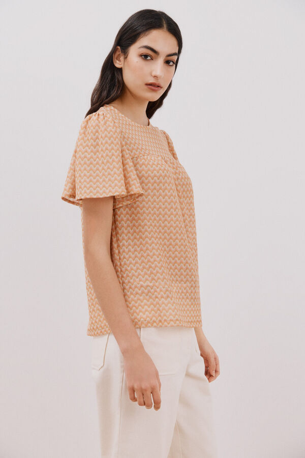 Cortefiel Camiseta fluida estructura zigzag Multicolor