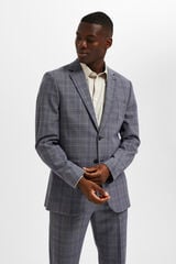 Selected Blazer Slim Fit de xadrez com bolsos Cinzento