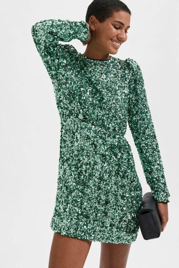 Selected Femme Vestido corto de fiesta con lentejuelas Verde
