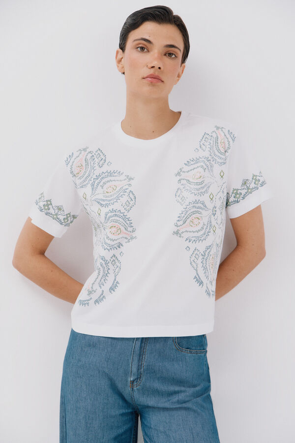 Cortefiel T-shirt estampada Branco