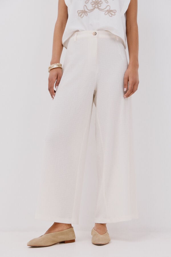 Cortefiel Cal&ccedil;as de malha largas Ecru