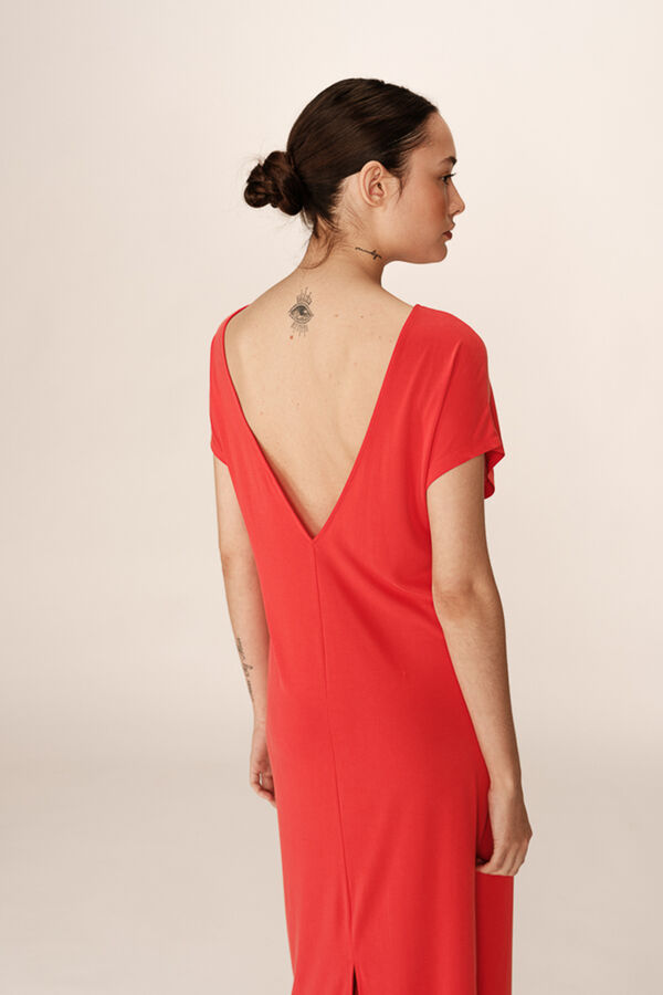 Grace & Mila Vestido largo b&aacute;sico en modal Rojo