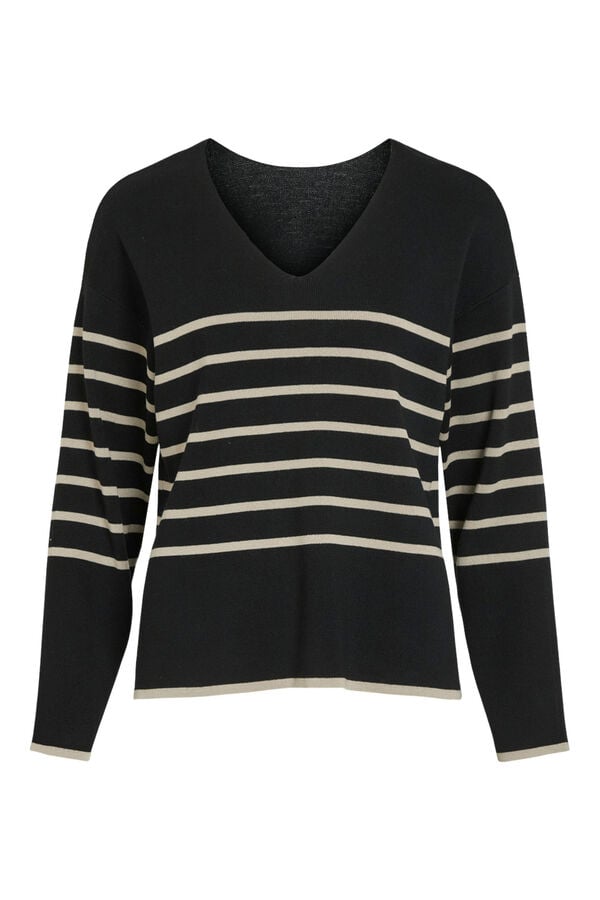 Evoked by Vila Jersey de rayas curvy Negro