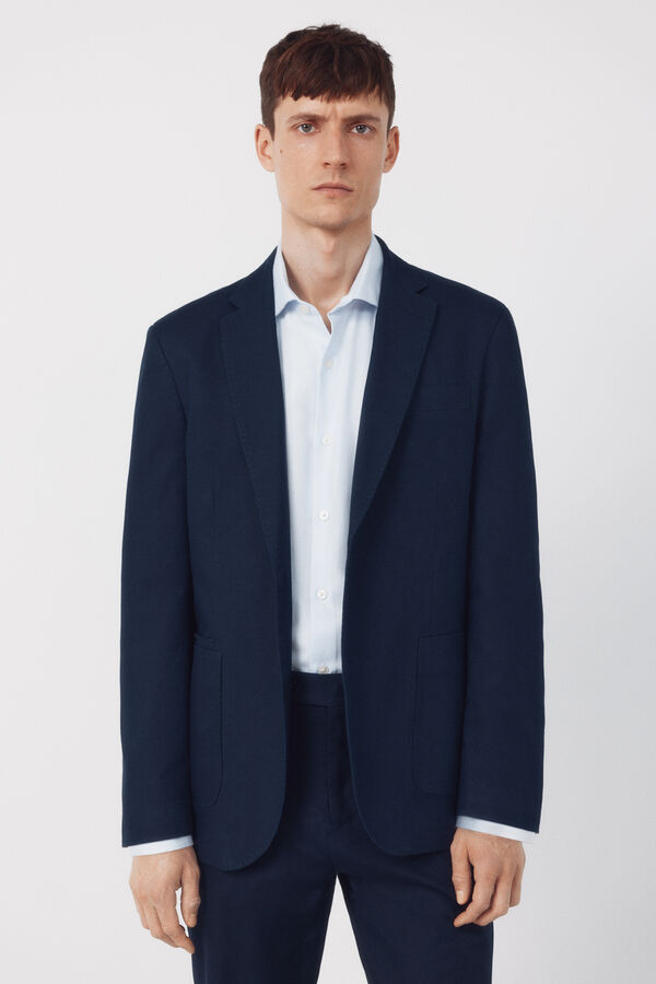 Cortefiel Blazer coordenado em mistura de linho Azul