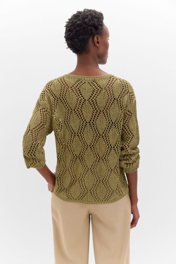 Cortefiel Jersey punto calado Kaki