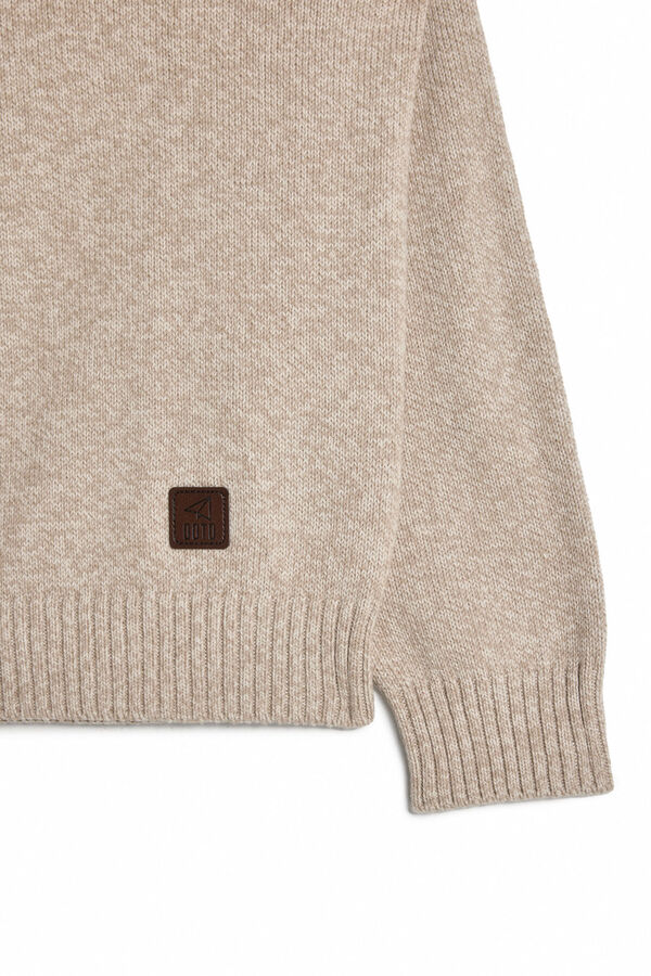 OOTO Jersey cuello redondo algod&oacute;n Beige