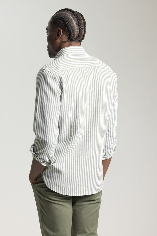 PuroEGO Camisa de linho &agrave;s riscas Verde