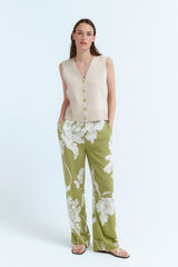 Vila Pantalón ancho estampado flores Verde
