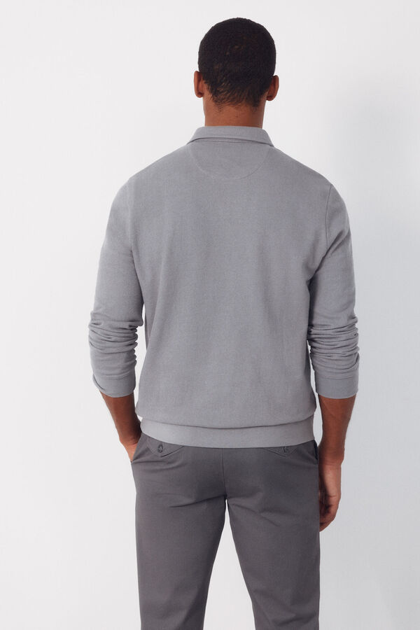 Cortefiel Polo estructura manga larga Gris