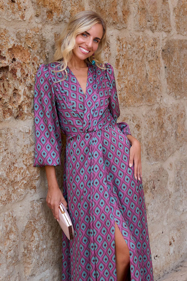 Pol&iacute;n Et Moi Vestido estampado Berenjena Multicolor