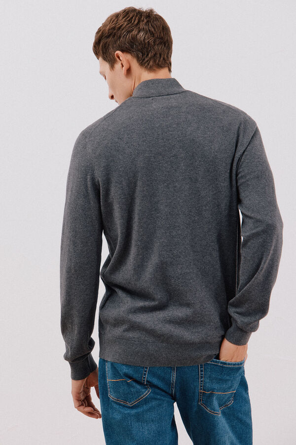 Cortefiel Jersey algod&oacute;n cashmere cuello alto botones Gris