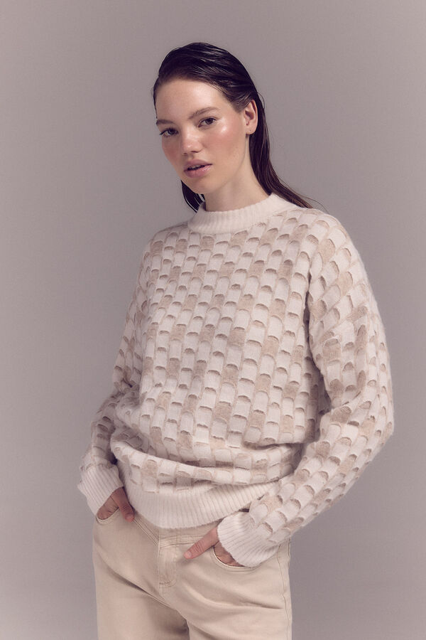 Slowlove Jersey estructura bicolor Marfil