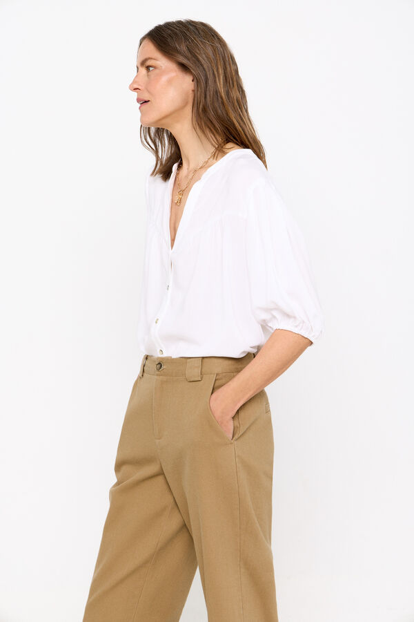 Cortefiel Blusa estampada de manga curta Branco