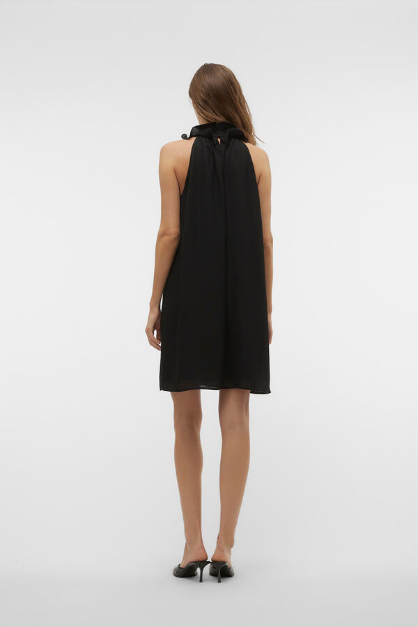 Vero Moda Vestido corto cuello halter detallo flor Negro