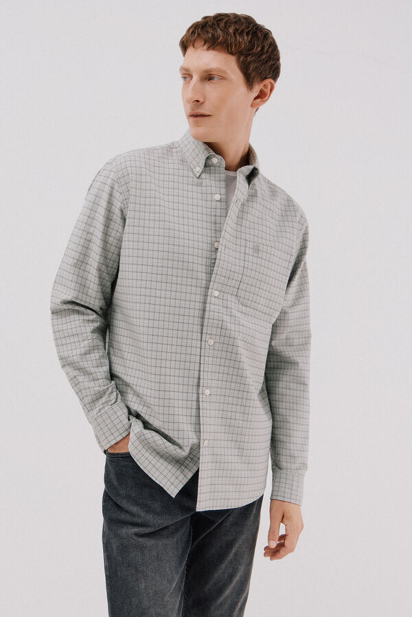 Cortefiel Camisa oxford xadrez Verde