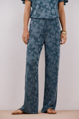 Cortefiel Cal&ccedil;a em malha jacquard floral Azul