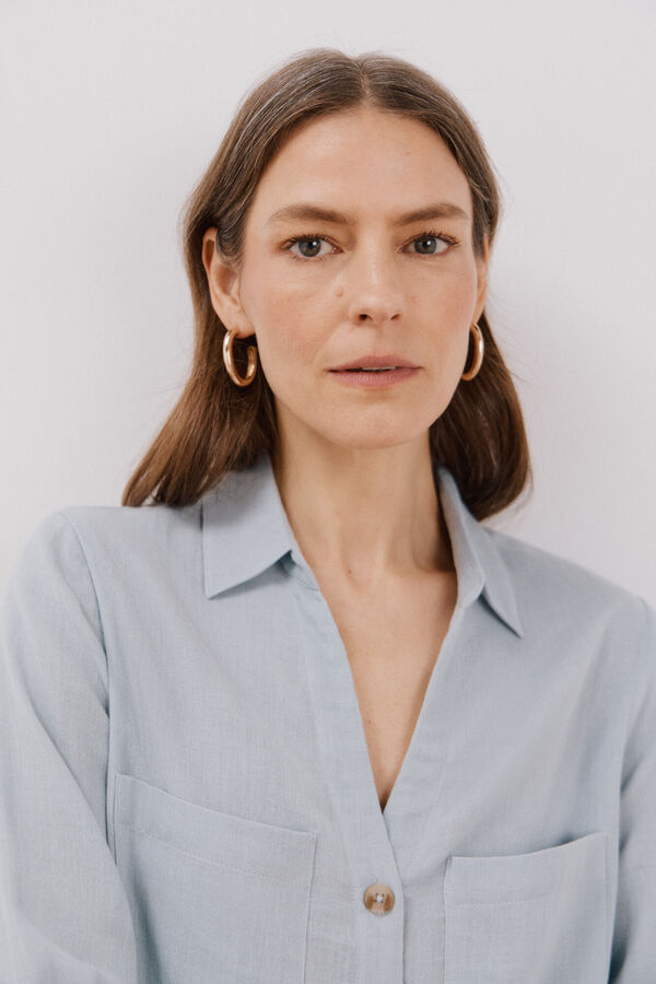 Cortefiel Camisa algod&oacute;n estampada Azul