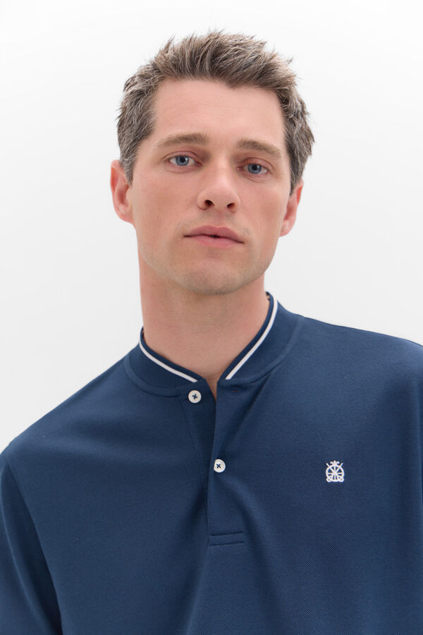 Cortefiel Polo coolmax gola bomber Azul
