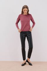 Cortefiel Leggings femininas de polipele sint&eacute;tico el&aacute;stico Preto