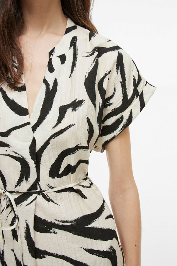 Vila Vestido curto com gola mao e viscose Cinzento