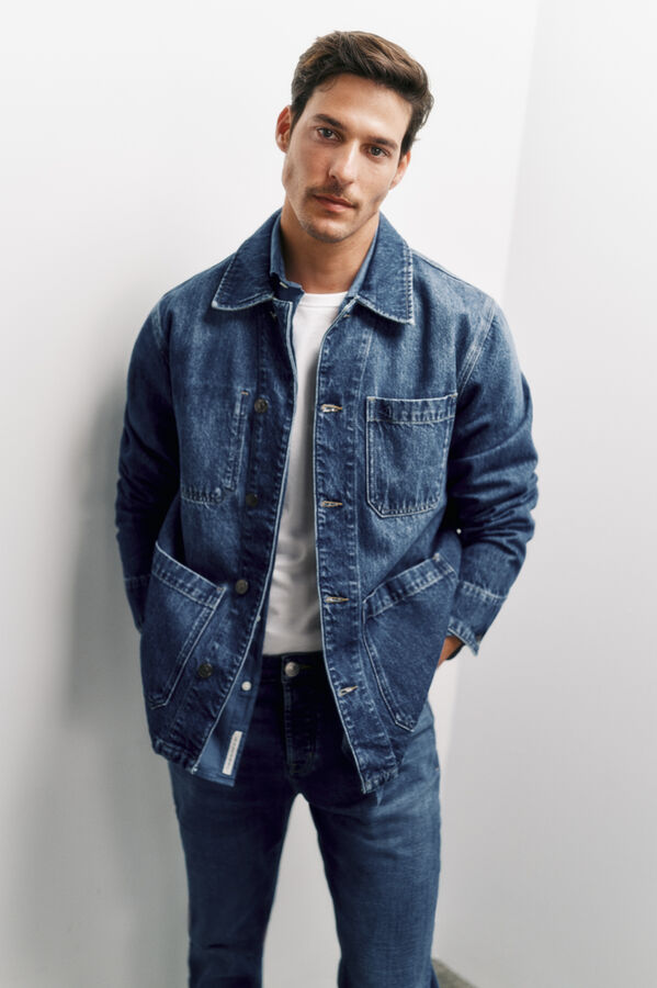 OOTO Jaqueta denim com 3 bolsos  Azul