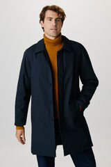 Selected Abrigo repelente al agua confeccionado 100% con algod&oacute;n org&aacute;nico. Azul marino