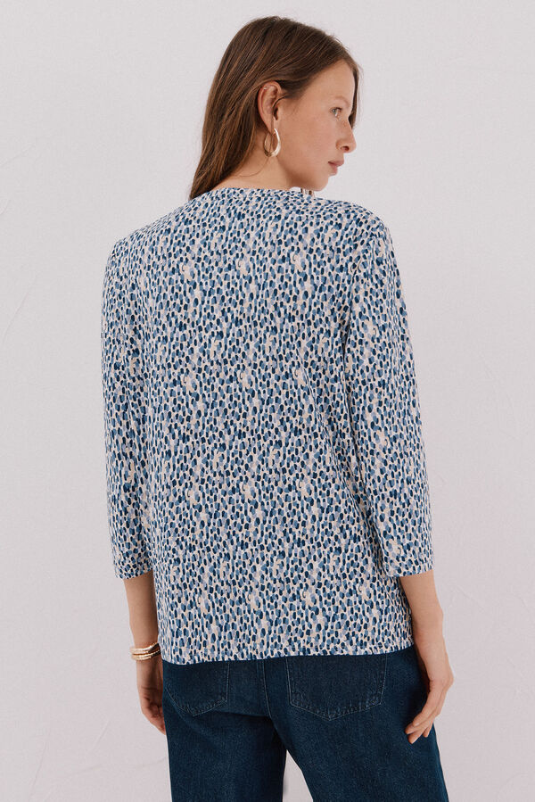 Cortefiel Top b&aacute;sico cuello mao Estampado blanco