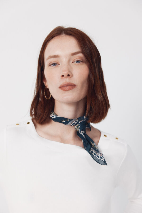 Cortefiel Camiseta b&aacute;sica escote barco Blanco