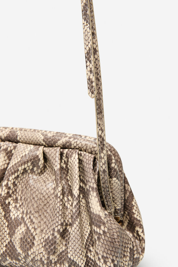 Cortefiel Bolsa mala de tiracolo com estampa de cobra Tostado