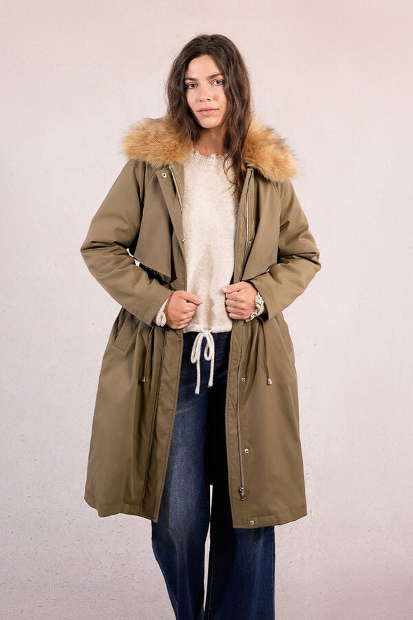 Molly Bracken Parka longa com gola de pele Verde