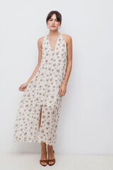 Vila Vestido longo com estampado floral Cinzento