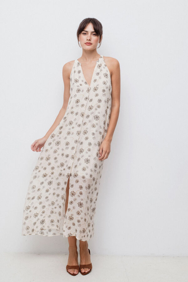 Vila Vestido longo com estampado floral Cinzento