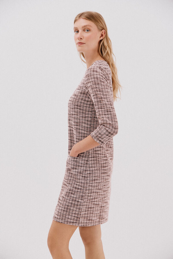 Cortefiel Vestido curto de tweed Castanho