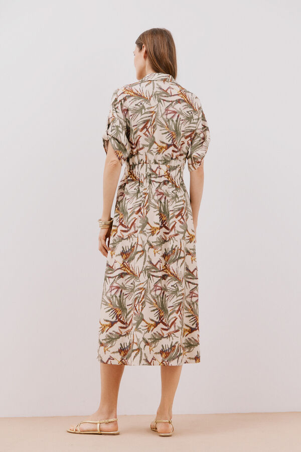 Cortefiel Vestido estampado midi Estampado blanco