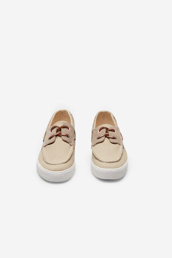 Cortefiel Sapatilhas n&aacute;uticas t&ecirc;xtil e pele Tostado