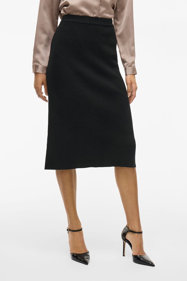 Vila Saia midi de malha malha Preto