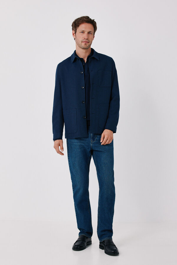 Cortefiel Sobrecamisa em malha navy Azul