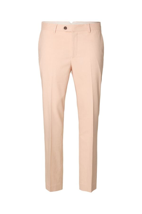 Selected Cal&ccedil;a de vestir slim em viscose Subiu