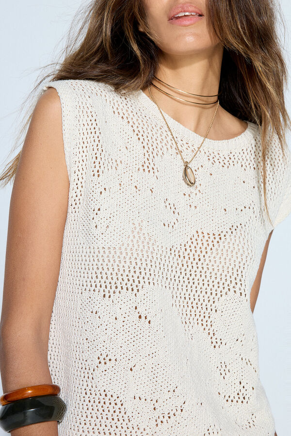 Slowlove Colete de malha ensopado Ecru