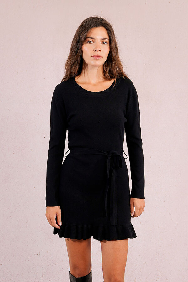 Molly Bracken Vestido curto de manga comprida com la&ccedil;ada Preto